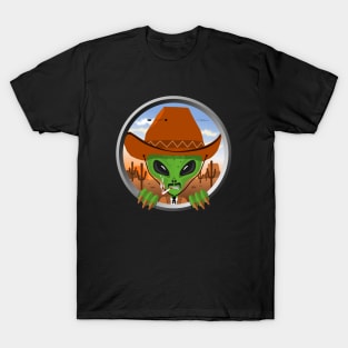 Alien cowboy getting shot T-Shirt